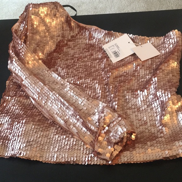 Asos One shoulder sequins rose gold top US size 6 - Picture 2 of 3